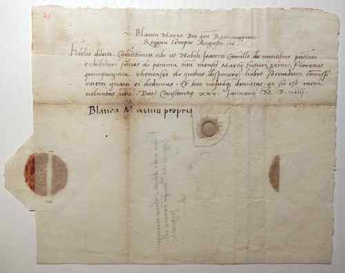 Foto Bianca Maria Sforza, Handschrift, Autograph, Rückseite - Vorschau