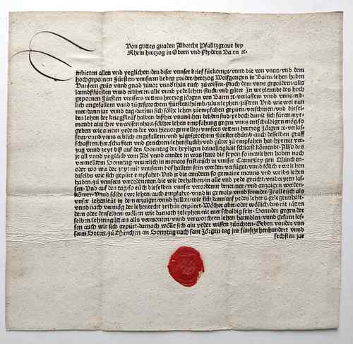 Vorschaubild - Foto Einblattdruck, gedrucktes Mandat, Albrecht IV., „der Weise“, 1447-1508, recto
